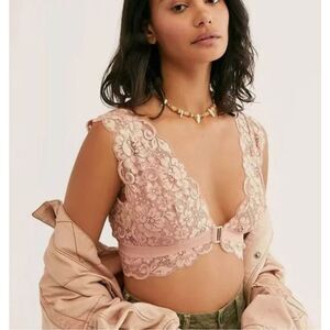 Free People HAH! NWT size XS pink lace bralette Got Ur Back